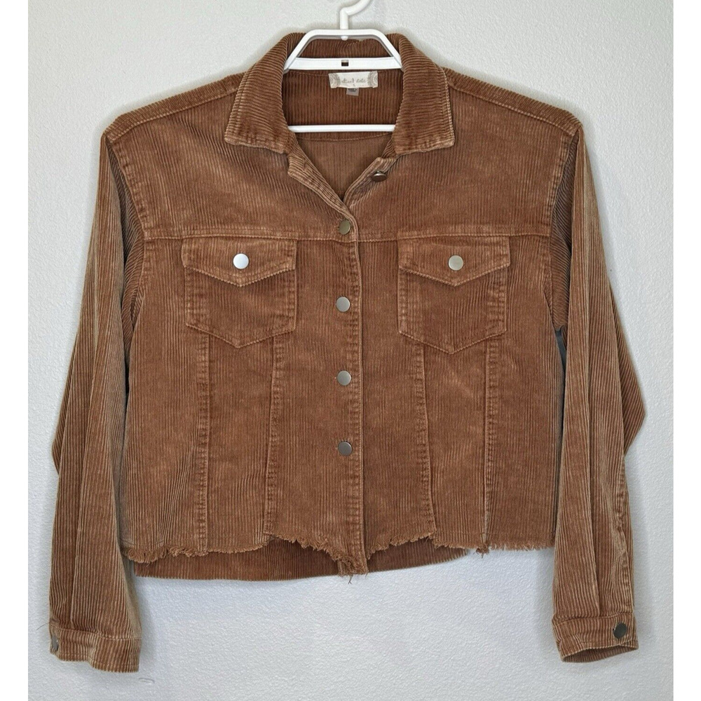 Altar'd State Brienne Corduroy Jacket Sz Small Rust Color Frayed Hem Long Sleeve